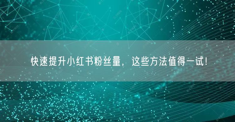 快速提升小红书粉丝量，这些方法值得一试！